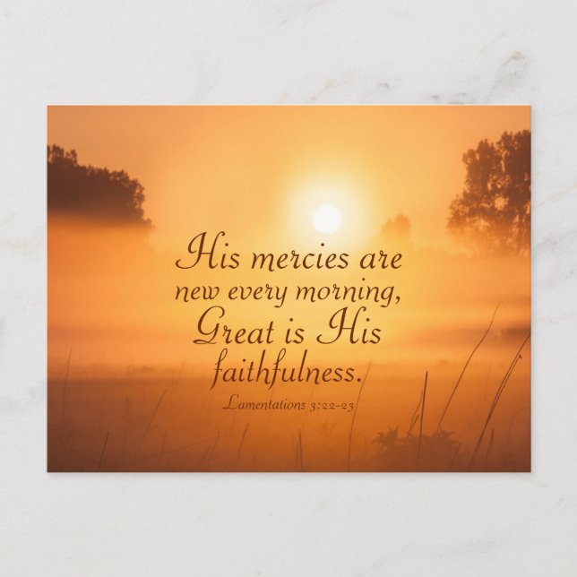 Lamentations 3:22 Hans meriter är nya, Bible Verse Vykort (Framsida)