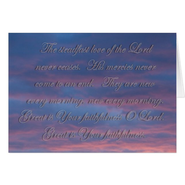 Lamentations 3:22 Herren kärlek i Stadfast Hälsningskort (Framsidan Horizontal)