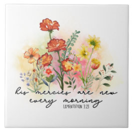 Lamentations 3:23 Hans meriter nya varje morgon Kakelplatta