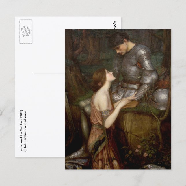 Lamia och soldaten av John William Waterhouse Vykort (Fram/baksida)
