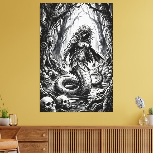 Lamia the Serpent Queen of Skulls Canvastryck (Insitu (Vardagsrum))