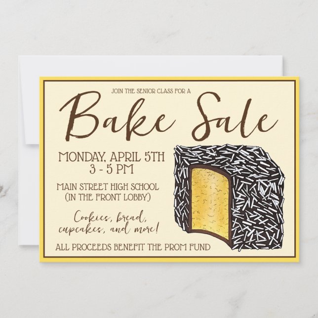 Lamington Australian Bake Sale Dessert Bakery Inbjudningar (Framsida)