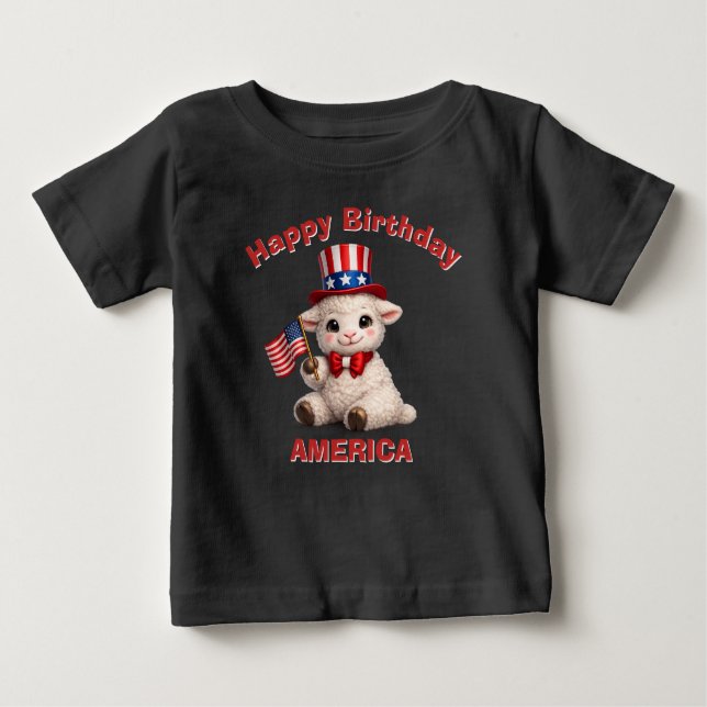 Lamm (5f) Patriotisk Barn T-Shirt (Framsida)