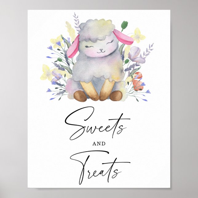 Lamm - godis och gods baby shower-affisch poster (Framsidan)