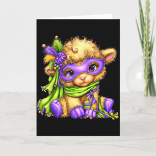 Lamm Mardi Gras Nola Mask Pärlor Söt Får Pojkar Gi Kort