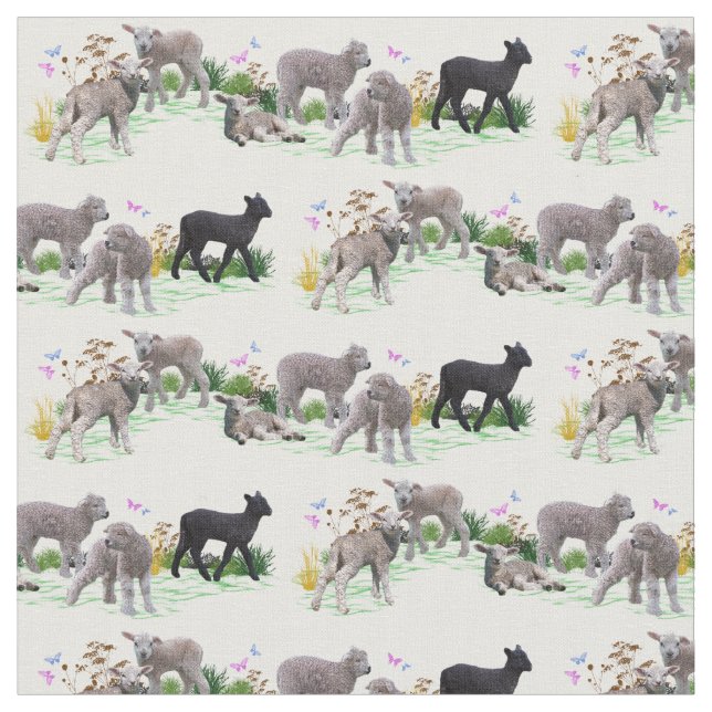 Lamm Meadow Fabric (välj färg) Tyg (Närbild)