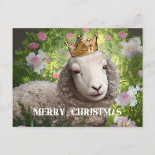 Lamm med kungakrona Merry Christmas-illustration Vykort