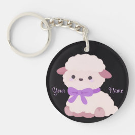 Lamm med lila båge Söt Kawaii Svart specialdesign