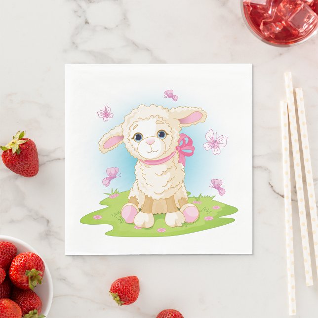 Lamm och fjärilar pappersservett (Skapare uppladdad)