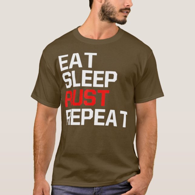 Lammande spel, ETAT SLEEP RUST REPEAT Game T Shirt (Framsida)
