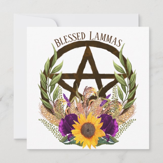 Lammas Harvest Blommigt Pentacle Julkort (Framsida)