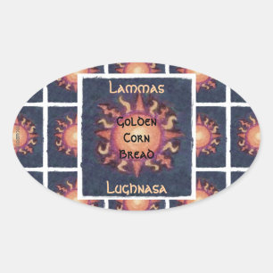 Lammas/Lughnasa Sol Harvest Pagan Ovalt Klistermärke