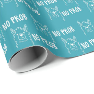 Lammnyck, inget Prob Llama Mönster Blue Presentpapper
