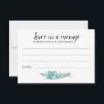 Lämna A Message Botanical Grey Bröllop Advice Rådkort<br><div class="desc">Den här eleganten Lämnar ett meddelandekort som är perfekten till ditt bröllopsmottagande som gästalternativ i bok. Den här designen har en kombination av handskrift och blockering av typsnitt i svartvitt och avslutar med en kulent bukett på grund. Det finns utrymme för gäster att lämna sitt budskap så att du kan...</div>