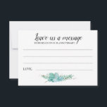 Lämna A Message Botanical Grey Bröllop Advice Rådkort<br><div class="desc">Den här eleganten Lämnar ett meddelandekort som är perfekten till ditt bröllopsmottagande som gästalternativ i bok. Den här designen har en kombination av handskrift och blockering av typsnitt i svartvitt och avslutar med en kulent bukett på grund. Det finns utrymme för gäster att lämna sitt budskap så att du kan...</div>