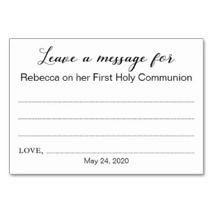 Lämna A Message Communion Baptism Christening Card Bordsnummer