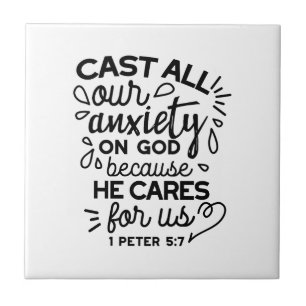 Lämna All Din Oro – 1 Peter 5:7 Bibelvers Kakelplatta