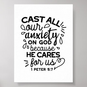 Lämna All Din Oro – 1 Peter 5:7 Bibelvers Poster