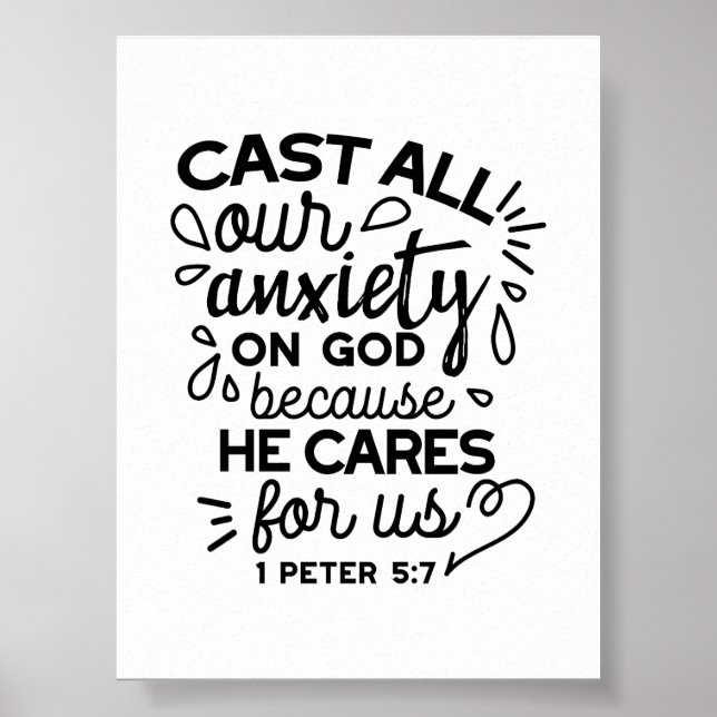 Lämna All Din Oro – 1 Peter 5:7 Bibelvers Poster (Framsidan)