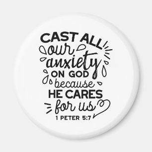 Lämna All Din Oro – 1 Petrus 5:7 Bibelvers Magnet