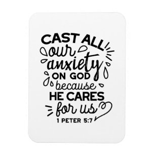Lämna All Din Oro – 1 Petrus 5:7 Bibelvers Magnet