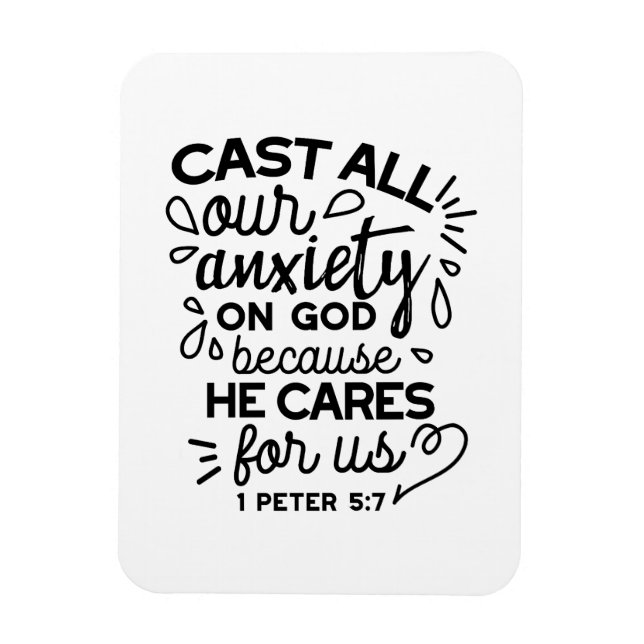 Lämna All Din Oro – 1 Petrus 5:7 Bibelvers Magnet (Vertikal)