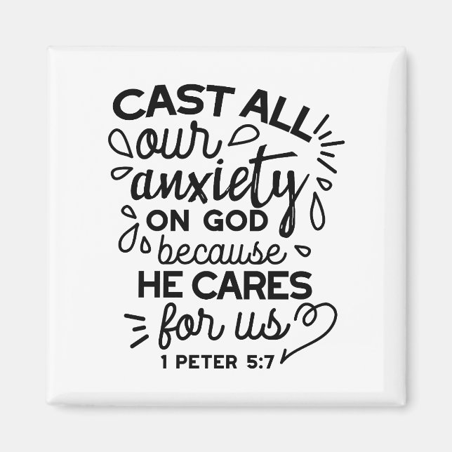 Lämna All Din Oro – 1 Petrus 5:7 Bibelvers Magnet (Framsidan)