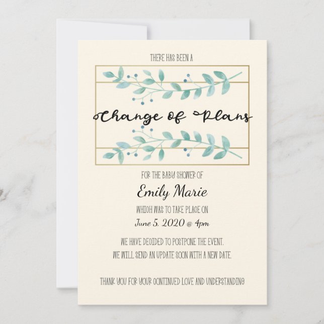 Lämna ändring av babyvykort inbjudningar (Framsida)