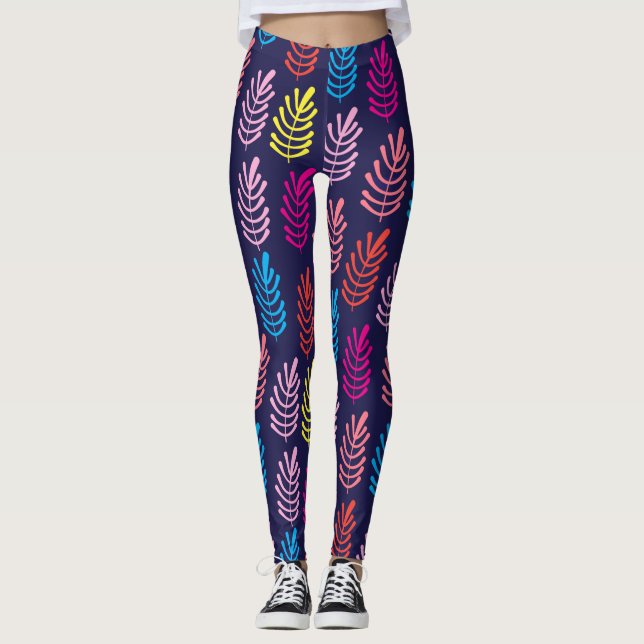Lämna Art Mönster Leggings (Framsida)