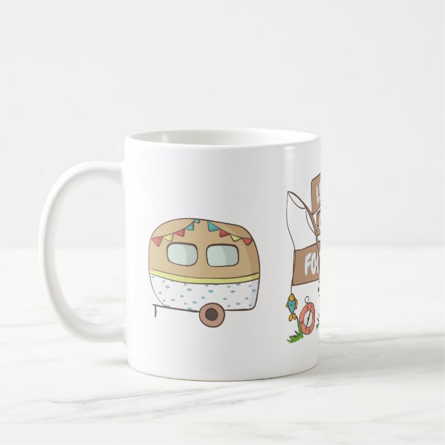 Lämna Endast Fotspår Skylt Camping Vandring Kaffemugg (Vänster)