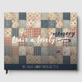 Lämna ett minne Vintage Patchwork Familjesammanträ Gästböcker
