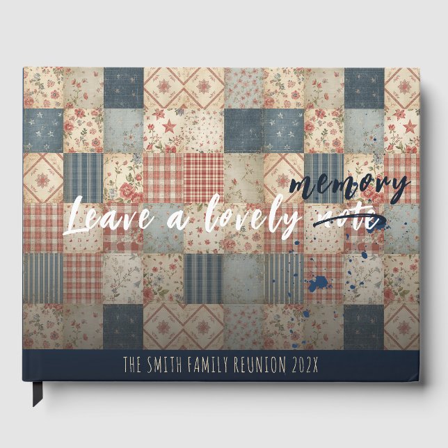 Lämna ett minne Vintage Patchwork Familjesammanträ Gästböcker (Framsida)