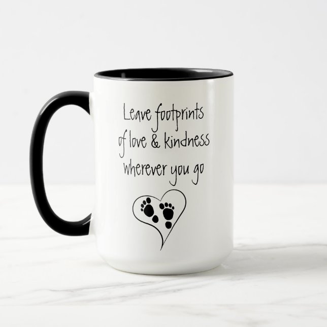 Lämna Footprint of Kärlek & Kindness inspirational Mugg (Vänster)