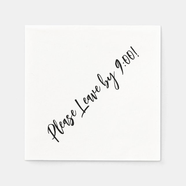 Lämna klockan 9.00! Enkel design, felfritt meddela Pappersservett (Framsidan)