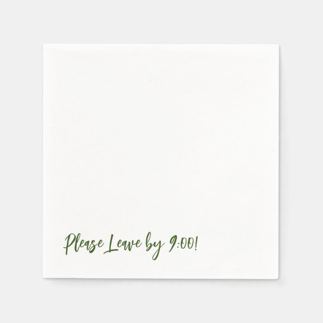 Lämna klockan 9.00! Enkel design, felfritt meddela Pappersservett (Framsidan)