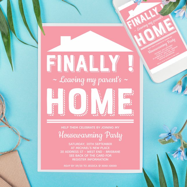 Lämna min förälder House Funny Houseuppvärmning Pa Inbjudningar (Inspired on a truth story! :-D)