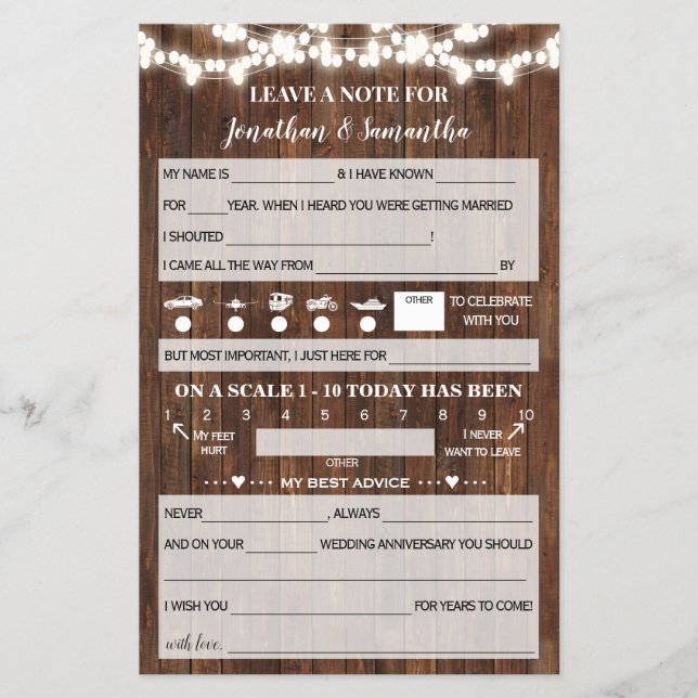 Lämna Note för par Westerna Bröllop-kort Flygblad (Framsidan)