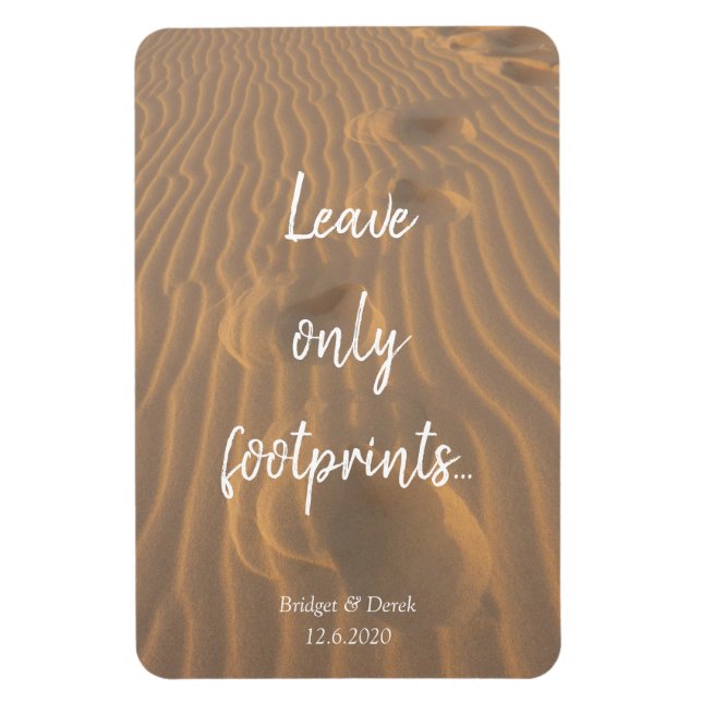 Lämna Only Footprint Beach Quote Magnet (Vertikal)