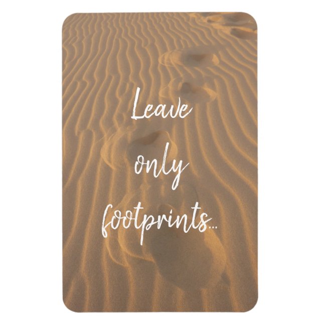 Lämna Only Footprint Beach Quote Magnet (Vertikal)