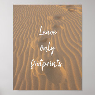 Lämna Only Footprint Sandy Beach Quote Poster