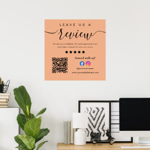 Lämna oss A Review Facebook Instagram Logotyp Qr C Poster