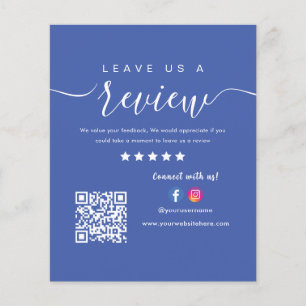Lämna oss A Review Facebook Instagram QR Code Blue Flygblad
