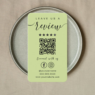 Lämna oss A Review Instagram Facebook QR Code Grön Visitkort