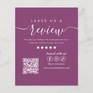 Lämna oss A Review Social Media Logotyp Berry Lila Flygblad
