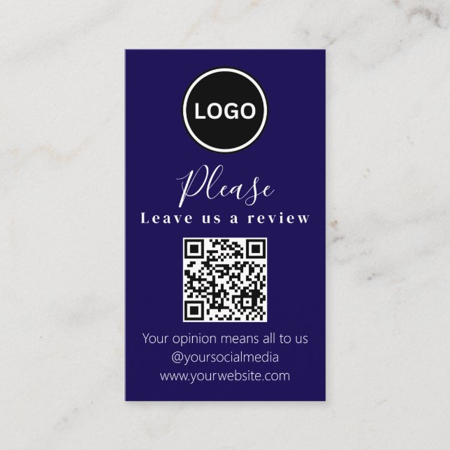 Lämna oss en översyn | QR-kod Modern Affärskort Visitkort (Framsida)