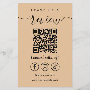 Lämna oss en recension Qr Code Social Media Logoty Flygblad