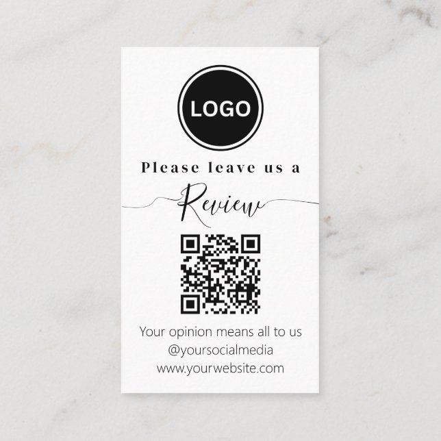 Lämna oss en recension | QR-kod Modern Visitkort (Baksida)