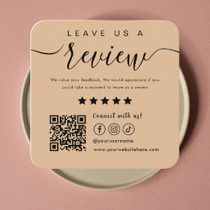 Lämna oss en recension Social Media Qr Code Logoty Fyrkantigt Visitkort