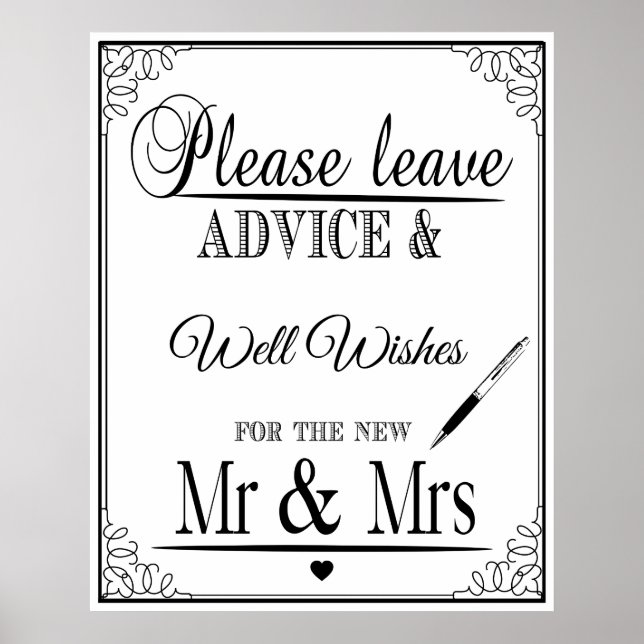 Lämna råd till den nya Mr & Mrs. Poster (Framsidan)