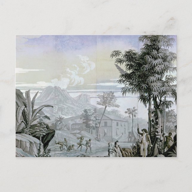 Lämnande för en promenad, illustration vykort (Framsida)